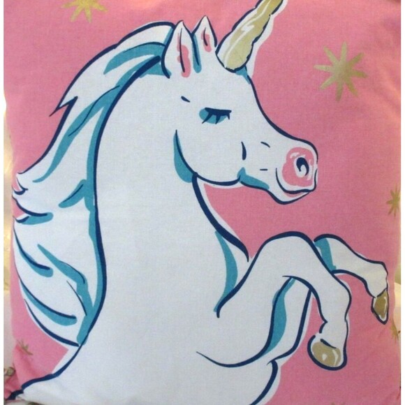 SIMPLY SOUTHERN RIZZY KIDS PINK PILLOW 16'' UNICORN FAIRYTALE TASSLES WHIMSICAL - Picture 2 of 6